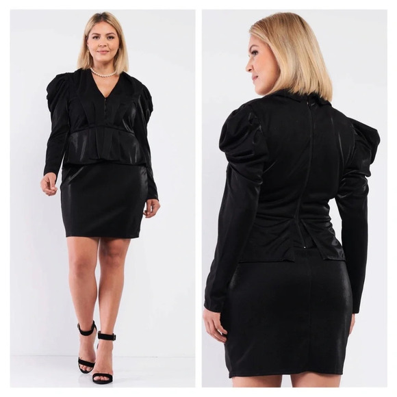 NWT-Victorian Steampunk V-Neck Button Front Pleated Blazer Fitted Dress - Picture 2 of 7